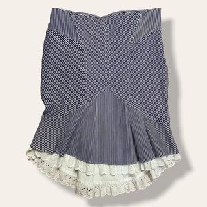 Vintage Fredericks of Hollywood Striped Ruched Bodycon Skirt M